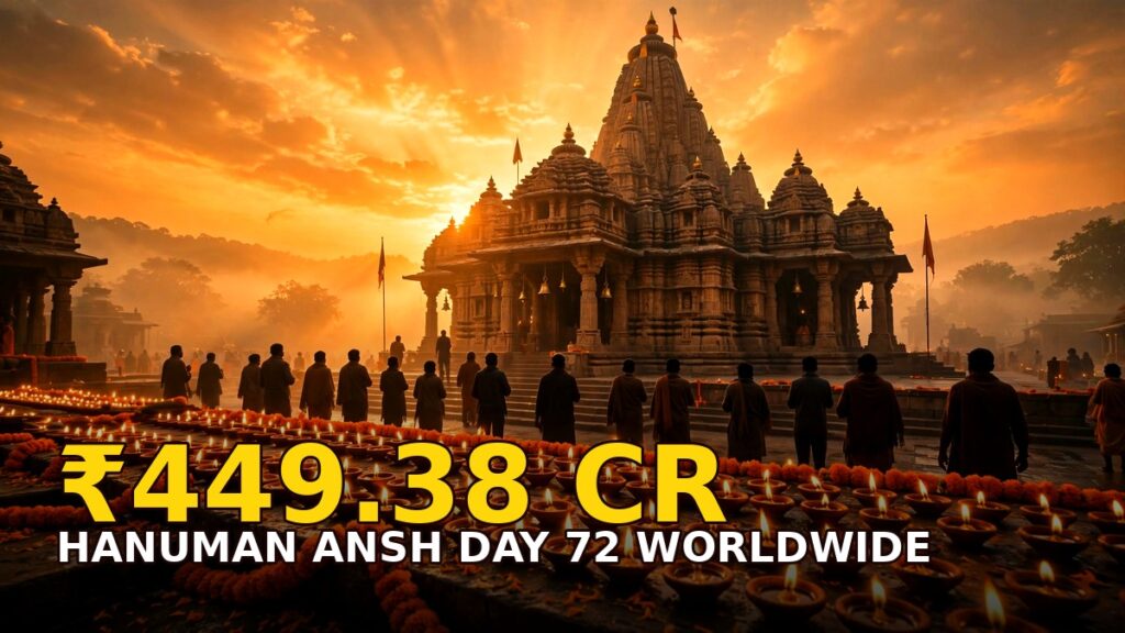 Hanuman Ansh Day 72 box office: Rs 449.38 crore worldwide — devotional cinema artwork