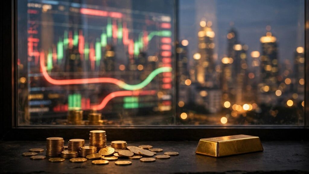 Sensex down 61 pts, Nifty dips below 22,700; gold steady